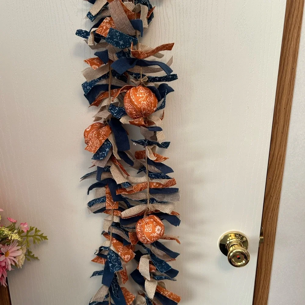Festive Orange and Blue Holiday Garland